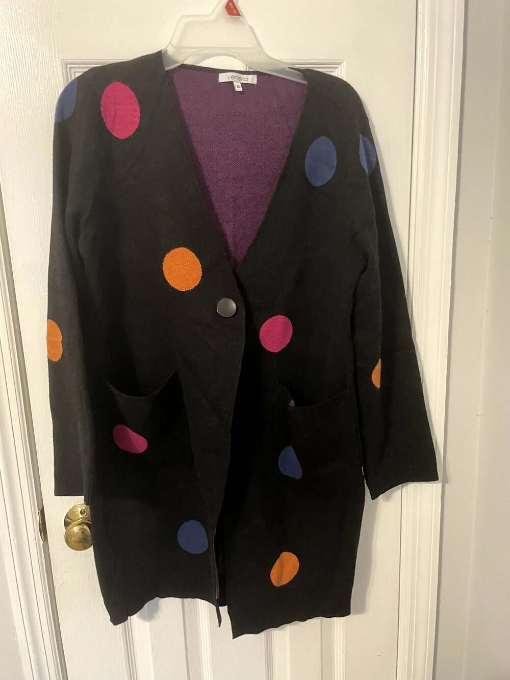 Venario Polka Dot Cardigan Sweater Art Teacher Size Medium